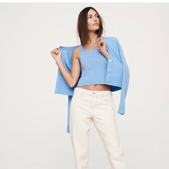 NWT Banana Republic Ivory Cashmere Square Neck Sweater Tank - Picture 3 of 7